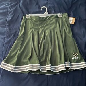 USF Bulls Green Cheerleader Pleated Striped Mini Skirt University South Florida